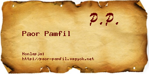 Paor Pamfil névjegykártya